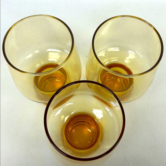 Vintage 1970’s set of 3 Libbey Amber Accent Steiner Pilsner glasses - Picture 6 of 6